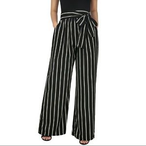 Black and white striped pants